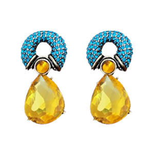 Chic Rhinestones Embellished Teardrop And Circle Metal Studs Earrings Accessory Perfect For Enhancing Any Outfit