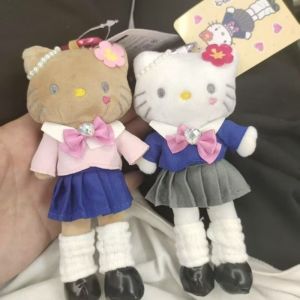 MOIRA คาวาอี้ จี้แมวขายาว การ์ตูน ของตกแต่ง ตุ๊กตาพวงกุญแจคิตตี้ผิวดำ กระเป๋าเป้เสน่ห์ สาวฮอต ตุ๊กตาแมว KT พวงกุญแจ จี้กระเป๋า