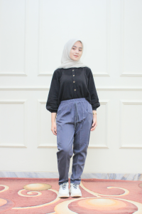 Celana Baggy Wanita Dewasa Twill Drill Casual-Formal