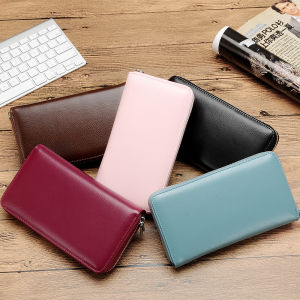 RFID Blocking Anti Theft Genuine Leather Wallet Men / Women Big Long Passport Travel Wallets Card Holder Purse