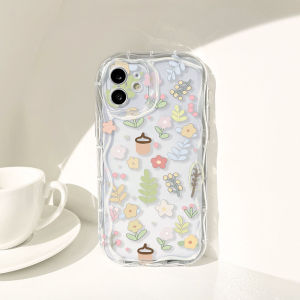 Cartoon Wave Small Floral Phone Case For iPhone 6 6S 7 8 11 12 13 14 6 / 6S Plus 7 / 8 Plus 11 / 12 / 13 Pro 14 Plus 14 Pro 11 / 12 / 13 / 14 Pro Max X XS XR XS MAX Cute Fresh Soft Shell Shockproof Camera Protection Back Cover + Bracelet