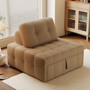Cream Style Puff Sofa Bed 2-in-1 Soft Multi-Function Comfortable Modern Foldable Fabric Sofa for Small Living Room