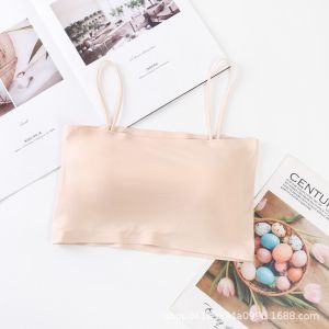 Camisole Womens Spring and Summer Ice Silk Seamless Underwear Student Sports Anti-Exposure  Underwear Bandeau Bra