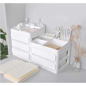 Minimalist Japanese Style Makeup Skincare Cosmetic Desk Drawer Stationary Pen Drawer Organizer