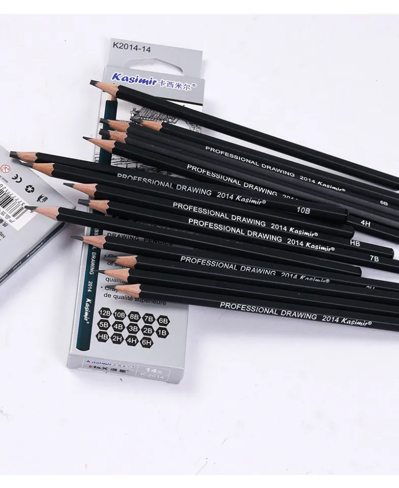 Professional Drawing Pencils Sketching Artist Stationery Kit,14 Pieces  Shading Pencils for Sketching 6H 4H 2H HB 1B 2B 3B 4B 5B 6B 7B 8B 10B  12B,for