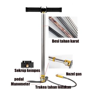【Dikirim Dari Jakarta COD】6000PSI POMPA  STAINLESS STEEL/ 30mpa POMPA  MURAH BARACUDA KAKI LIPAT 4500 PSI STAINLESS STEEL/Pompa udara bertekanan tinggi inflasi/Manometer  pompa
