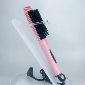 Máy duỗi tóc 2 trong 1 lược chải tóc máy uốn tóc chuyên nghiệp màu trắng hồng đỏ máy uốn tóc điện máy làm thẳng tóc nhanh chóng.