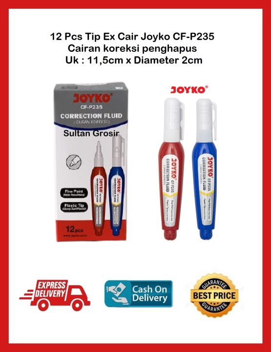 12 PCS TIPEX CAIR JOYKO CF-P235 / TIP X CAIRAN KOREKSI JOYKO CF-P235 GROSIR