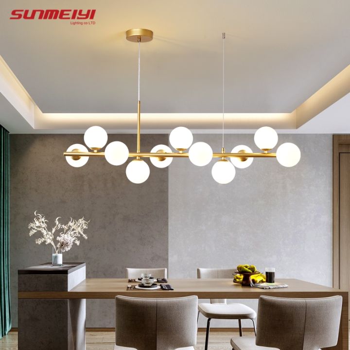 SUNMEIYI Modern Long Ceiling Lights Dining Room Chandeliers Glass - Main Image
