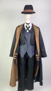 Nakahara Chuuya Cosplay Costume Include Hat Uniform Trench Coat Pants Big Size Outfits Halloween Party for Comic Con Halloween