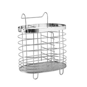 ZYJC Metal Stainless Steel Chopsticks Cage Internal Compartment Rectangular Tableware Tube Chopsticks Storage Basket Wall Mounted Cutlery Holder Home
