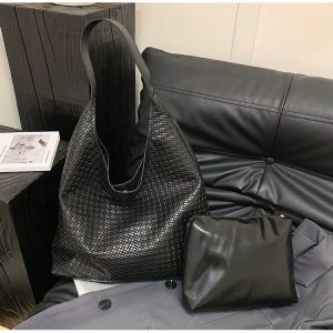 Casual Retro Style Simple Design Bag Large Capacity Tote Bag All-match 编织复古包