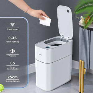 Joybos N21D1 Automatic Trash Can with Lid Battery Model Smart Pressure Suction Bag Trash Can White