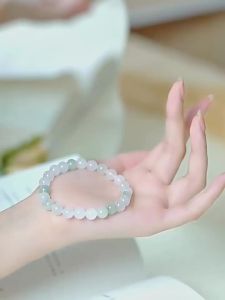 Natural Tianshan Jade Vintage Bracelet Xinjiang Hotan Jade Golden Silk Jade Round Bead Bracelet with Flower Pattern Womens Jade Jewelry