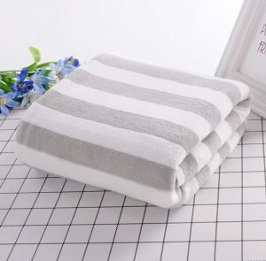 SGT Super Soft Cannon Microfiber Stripe Bath Towel Super Absorbent Beach Towel 70 x 140cm