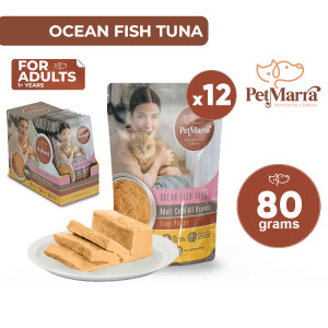 PetMarra Fine Pates Adult Cat Wet Food Pouch Ocean Fish Tuna Flavor 80g BUNDLE OF 12 cats pet foods all breeds