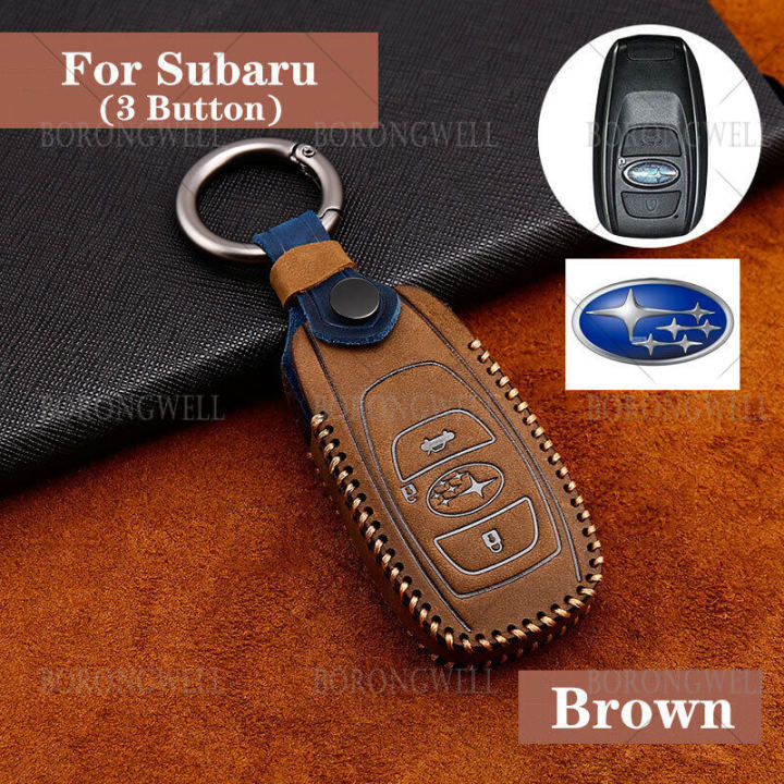 For Subaru WRX BRZ XV Outback Forester Leather Car Key