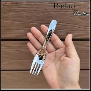 Badao Stainless Steel Round Spoon Net Red Golden Dinner Long Handle Stirring Dessert Spoons For Kitchen Accessories Gadgets