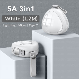 DISOUR Original 3 IN 1 5A Super Fast Charging Cable With Lanyard Retractable Adjustable Micro USB/Type-C/Lightning Data Charger Cable Portable For IOS Android For iPhone Xiaomi Huawei Samsung Redmi