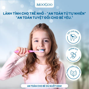 Kem đánh răng cho bé từ 1 tuổi MooGoo thuần chay hương bạc hà có thể nuốt được làm trắng và ngăn ngừa sâu răng100g 0876