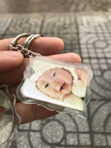 MÓC KHÓA viền hoa văn mica trong suốt dày 6mm IN HÌNH THEO YÊU CẦU - chất liệu mica 3mm x 2 mặt = 6mm dày siêu đẹp hàng cao cấp