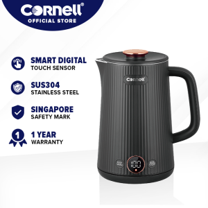 Cornell 1.7L Smart Digital Display Kettle Cool Touch Body Stainless Steel Interior