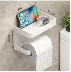 HW061 - Toilet Paper Holder Wall Mount WC Storage Organizer Roll Paper Phone Shelf Holder Bathroom Accessories
