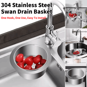Stainless steel swan colander Kitchen Sink Drain Basket Sink Sink Drain Filter Basket With Handle