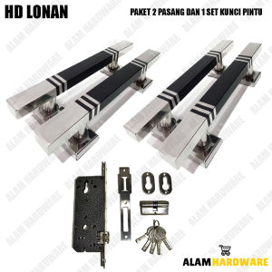 Paket 2 Pasang Handle Pintu Type Lonan Dengan Body Kunci Pintu Rumah Gagang Pintu Full Set