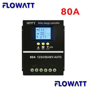 Flowatt Solar Controller 40A/60A/80A/100A MPPT Solar Charge Controller 100V Input Dual USB 12V 24V 36V 48V LCD Display Battery Intelligent Regulator Max Solar Controller
