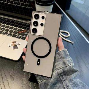 เคส PC แข็งแบบบางพิเศษโปร่งใสสำหรับ เคส Samsung Galaxy S25 S24 S23 S22 Plus Ultra FE สำหรับ เคสซัมซุง เคสแม่เหล็กคริสตัลมันวาว