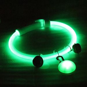 OUTOPEN Multi-Color Light LED Dog Collar Fiber Optic Material Adjustable Size USB Rechargeable Collar Luxury Design Bright LED Pet Light Collar Night Safety