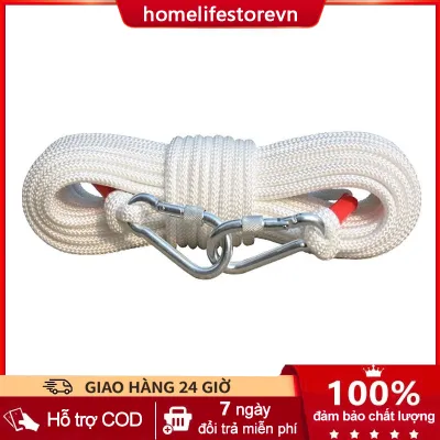 Dây Thừng Lõi Thép 8mm Cứu Hộ Dây Dù Leo Núi Kèm Móc Nối 2 Đầu Có Thể Nối Dài Chất Lượng Cao Đa Năng Dài 20m