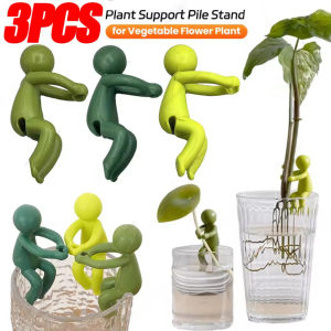 3Pcs Aquatic Plant Support Pile Cute Green Man Plant Stand Plant Growing Support Fixed Frame Reusable Hydroponic Plant Stand