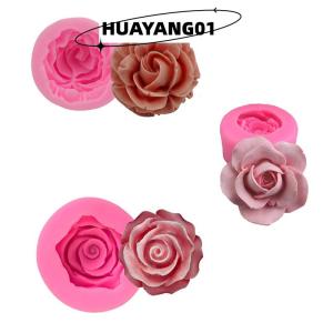 HUAYANG01 [HOT FASHION] แม่พิมพ์ซิลิโคนฟองดองสบู่เค้กรูปดอกกุหลาบเครื่องมืออบคัพเค้ก3D