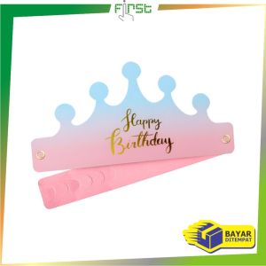 FH-C790 Topi Anak Ulang Tahun Kertas Bentuk Mahkota / Crown Happy Birthday Party Hat Topi Kertas HBD Dekorasi Pesta