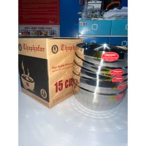 Chén Inox Vân Kim Cương Size 17cm Thành Phát – Chén Ăn Cơm Inox 201/304 Dày Dặn Sáng Bóng
