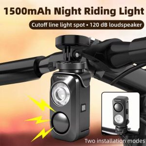 KNSYYC Lightweight Bike Headlight 2-in-1 Light & 120dB Horn Waterproof ABS Fast Charging 3 Light Modes for MTB Road Bike Night Riding