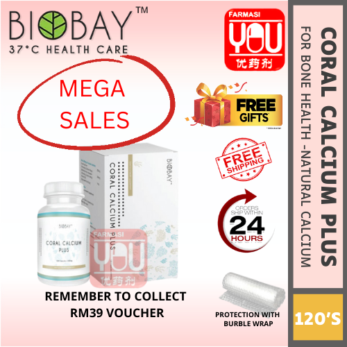 [YOUPHARMACY] BIOBAY CORAL CALCIUM PLUS 120 CAPSULES X 600MG FOC GIFT
