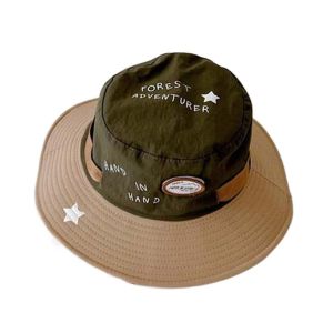 YRUQYS Breathable Children Fisherman Hat Korean Style Contrast Color Kids Bucket Cap Thin Letter Embroidery Quick-dry Sun Hat Girls