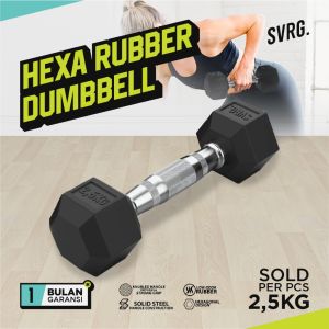SVRG. Hexagonal Dumbbell - 25 KG - Hexagon Rubber Dumbell Barbell