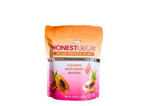 HONEST GLOW Kojic Papaya Soap Pouch 10x Niacinamide 5pcs 70g