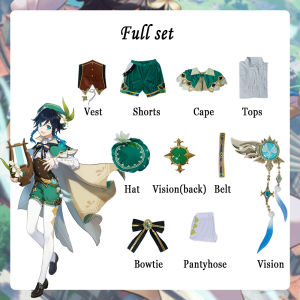 Genshin Impact Venti Cosplay Costumes Barbatos Venti Cosplay Outfits Women Halloween Costume Roles Jacquard Full Set
