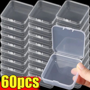 60ชิ้น กล่องใส่เครื่องประดับพลาสติกใสทรงสี่เหลี่ยม / กล่องเก็บเครื่องประดับทรงสี่เหลี่ยมขนาดเล็ก / กล่องใส่ที่อุดหูแบบต่างหูและแหวนแบบพกพา / กล่องใส่ที่อุดหูกันฝุ่น DIY สำหรับของชิ้นเล็ก