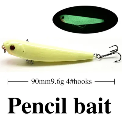 SUKE 5pcs Fishing Lures Set Hard Luminous Fake Artificial Bait Kit Minnow Popper Crank Pencil Vib
