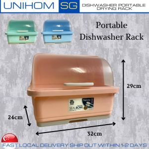 UnihomSG [ReadyStock] Dishwasher Portable Drying Rack Dishwashing Rack With Tray