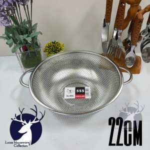 STAINLESS STEEL COLANDER STRAINER/SIEVE FRUIT FOOD BASKET/FOOD DRAIN BASKET W/ HANDLE & STAND (TONY)