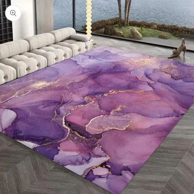Karpet Lantai Aesthetic 150 x 100 CM / Karpet Poliester Silk / Karpet Glossy /Karpet Marble/Premium