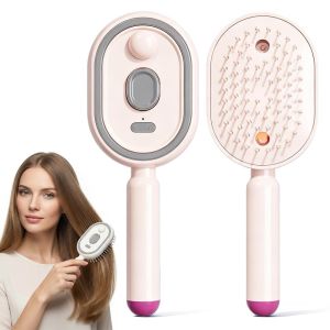 2026 New Electric Spray Air Cushion Massage Comb3 in 1 Self-Clean Detangling Brush Restores Silky Shine for Dry & Frizzy Hair Premium Hair Care Tool for Women (Pink)