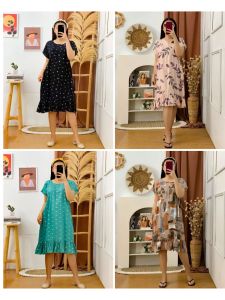 PAKET HEMAT 100 RIBU 4 PCS DASTER RUFFLE BUSUI RAYON MOTIF